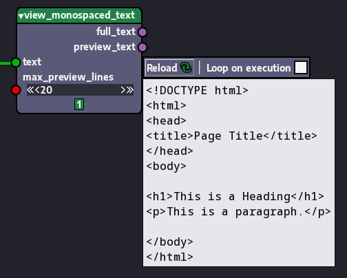 view_monospaced_text node after execution