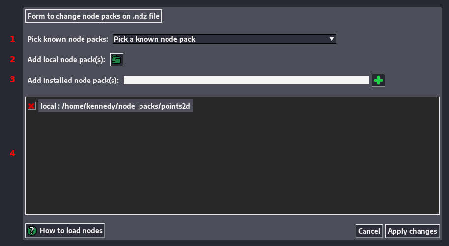 Form to load nodes into .ndz file