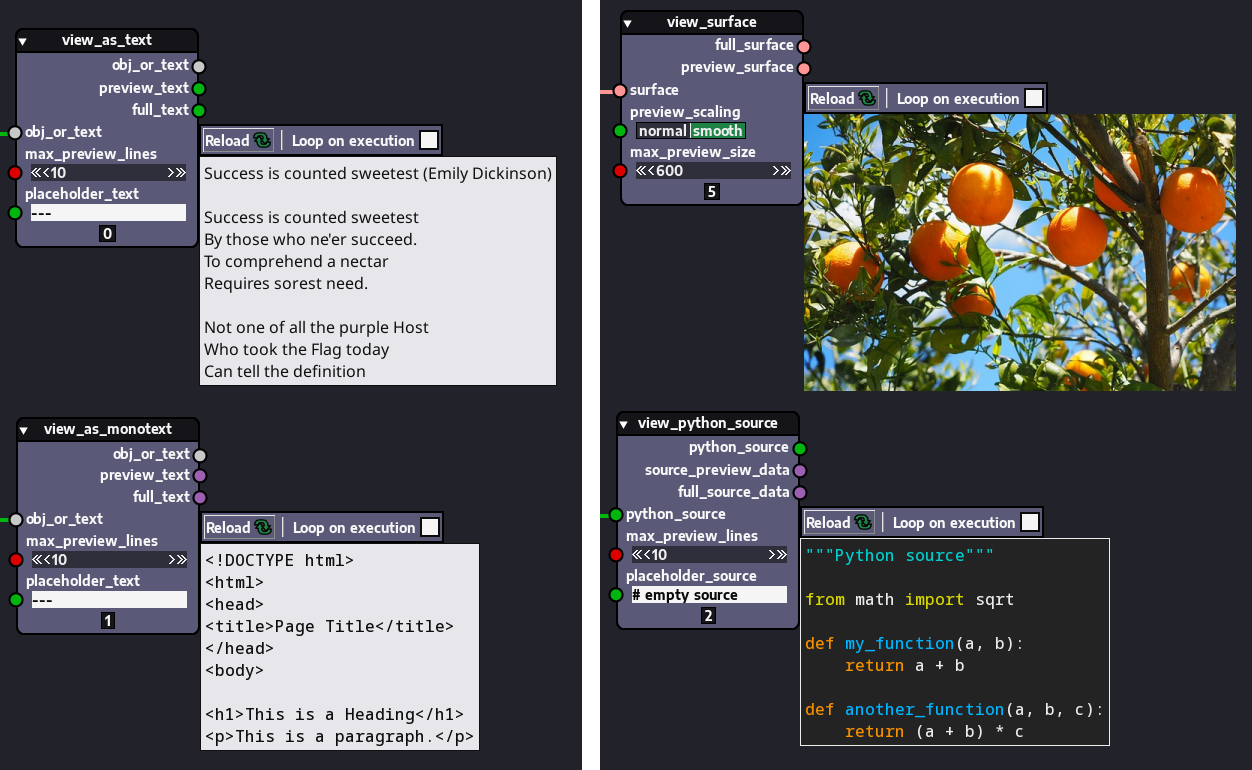 General viewer nodes