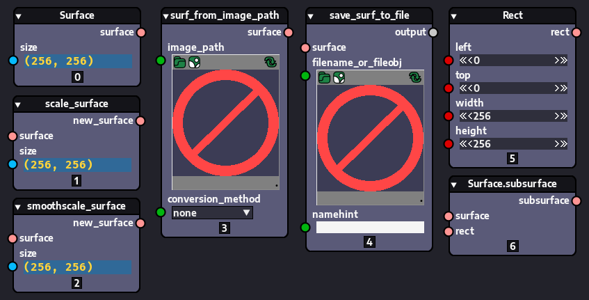 Some pygame-ce nodes